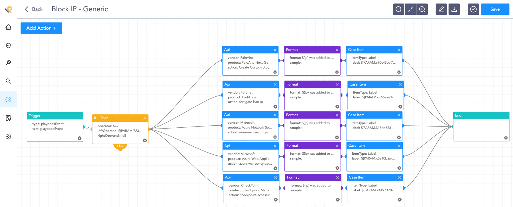 Block IP template in Logpoint SOAR