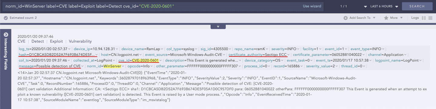 Using guardsix to detect ChainOfFools/CurveBall attack