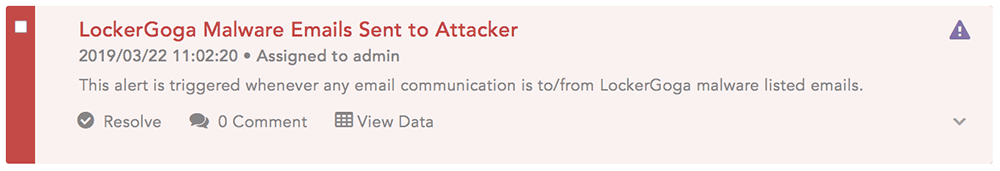 LockerGoga Malware Emails Sent to Attacker LogPoint alert
