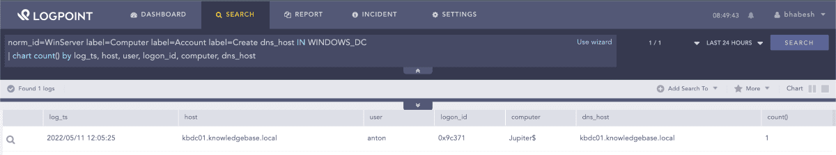 Searching for new computer account creations