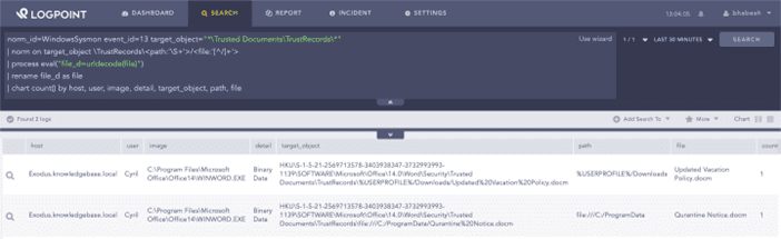 Searching for trusted Office documents via Sysmon